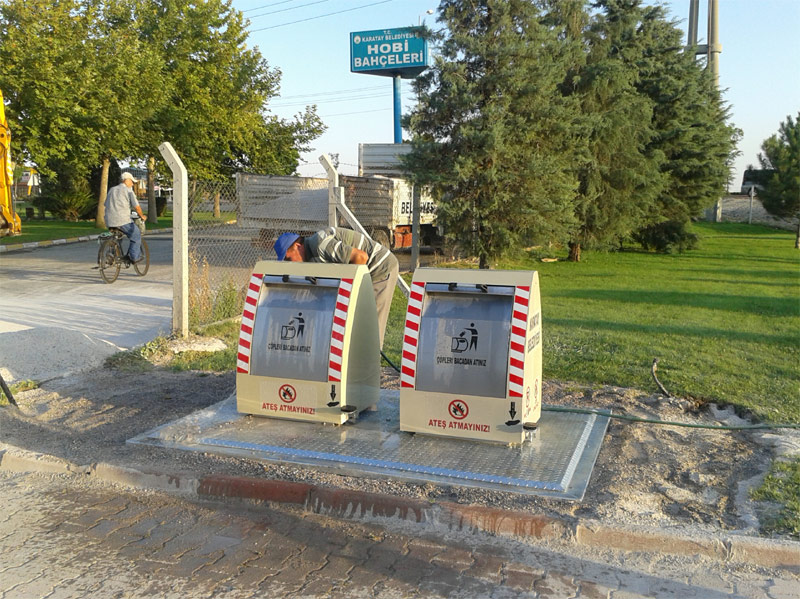 Ã–ZDEMİRKAN Yer altı çöp konteyneri konteynırı montajı kurulumu