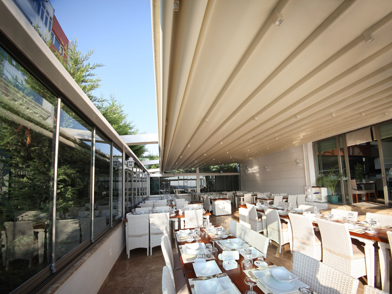 MERAM Konya pergole tente motorlu raylı tente kumandalı tente