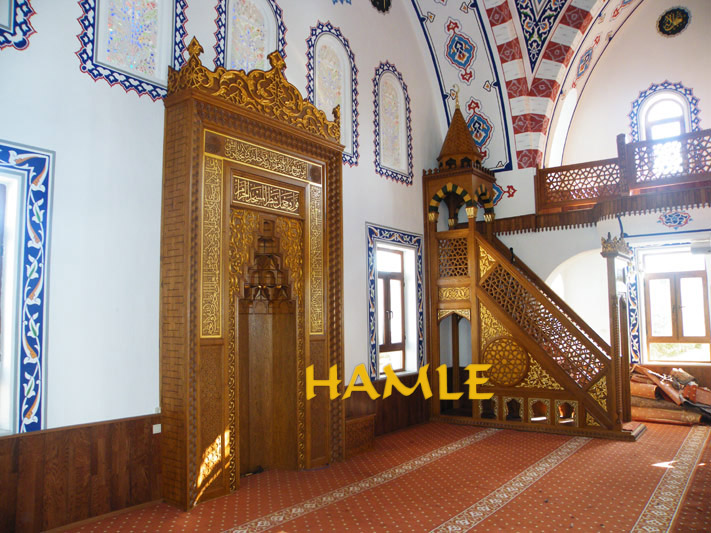 HAMLE; Konya kündekari kapı, wooden mihrab, mosque mihrab, wooden minbar