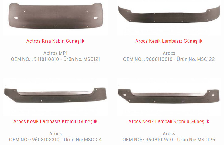 MSC GÜNEŞLİK; mercedes sprinter güneşliği, mercedes atego kesik model güneşlik